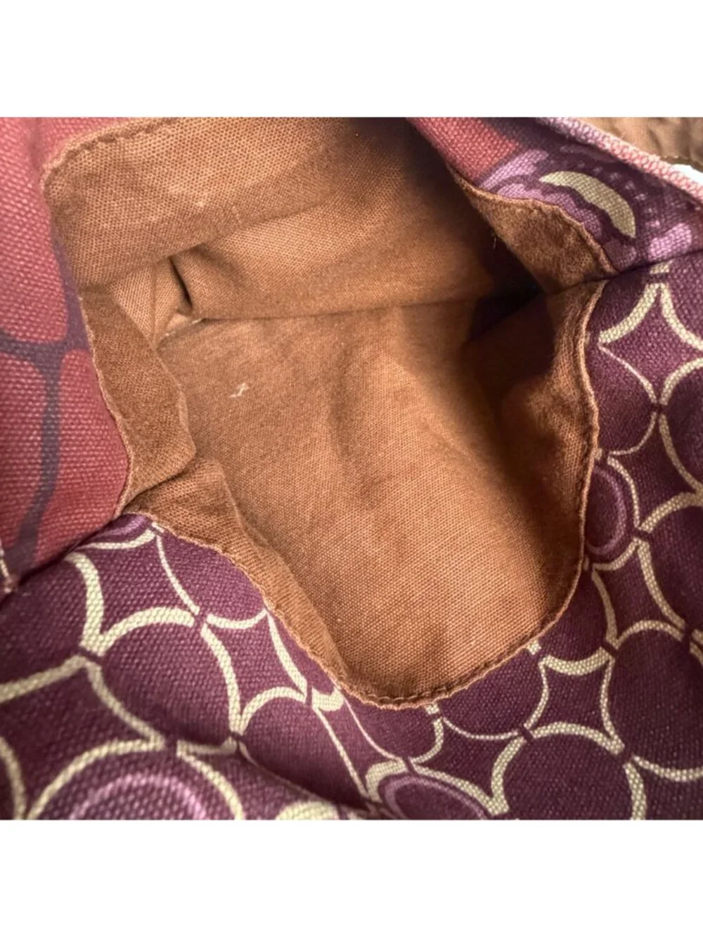 Vintage Fossil Lavender And Brown Floral Canvas Shoulder Crossbody Bag